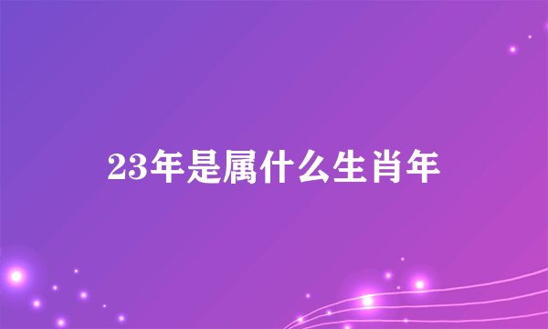 23年是属什么生肖年