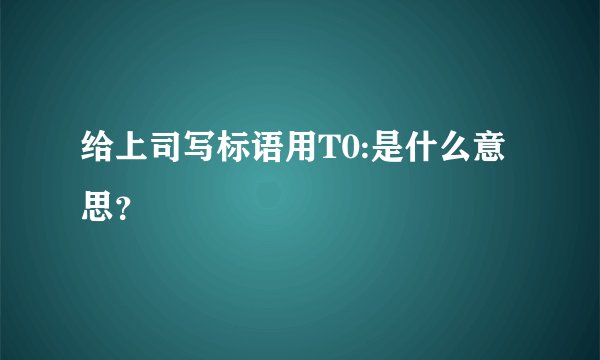 给上司写标语用T0:是什么意思？