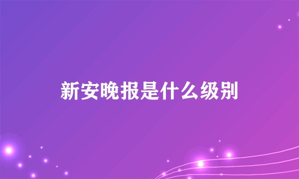 新安晚报是什么级别