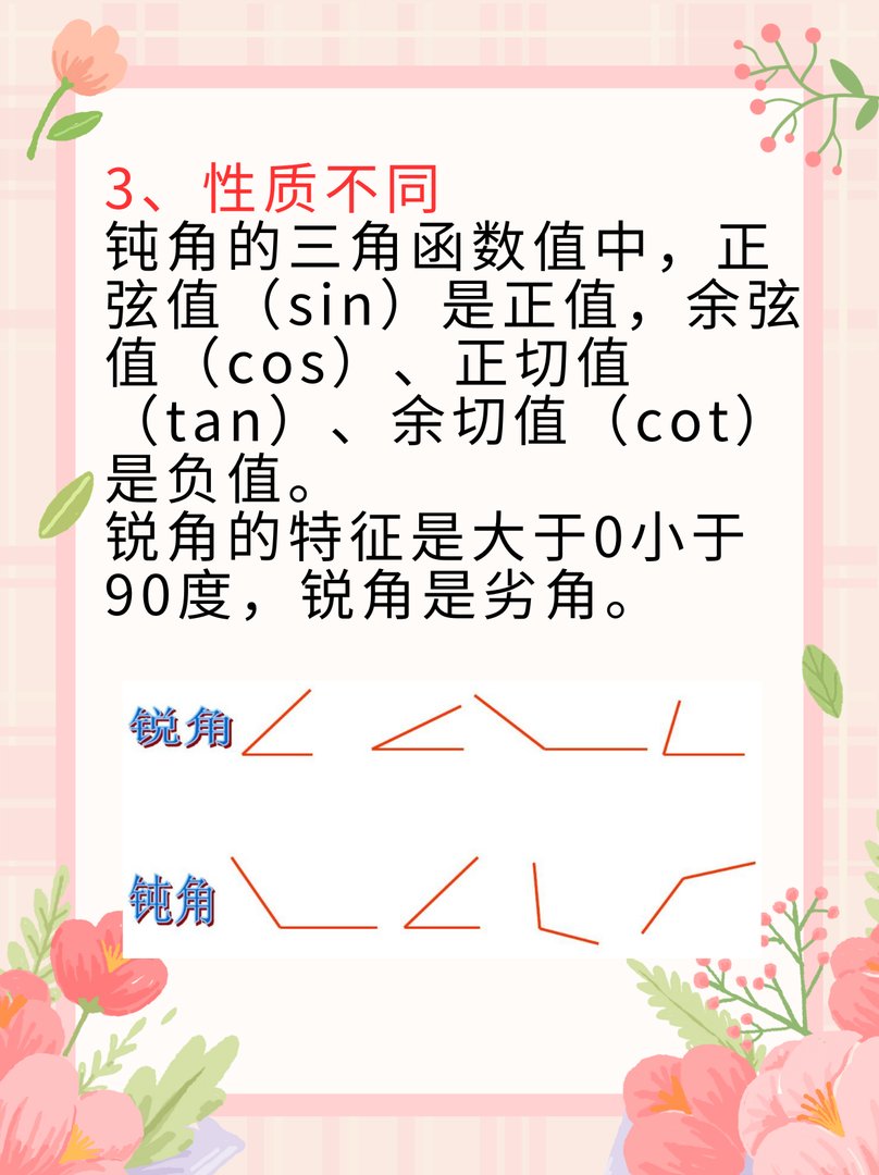 锐角和钝角的区别是什么？