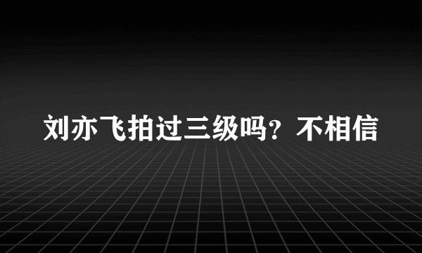 刘亦飞拍过三级吗？不相信