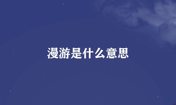 漫游是什么意思