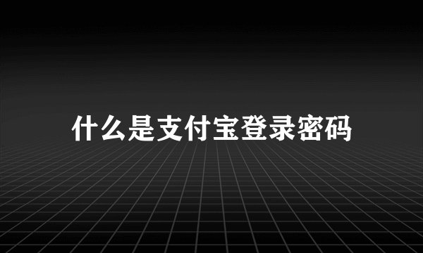 什么是支付宝登录密码