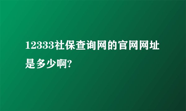 12333社保查询网的官网网址是多少啊?