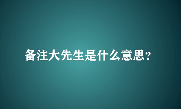 备注大先生是什么意思？