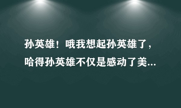 孙英雄！哦我想起孙英雄了，哈得孙英雄不仅是感动了美国，这就是真正的孙英雄吗？