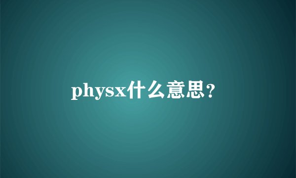 physx什么意思？