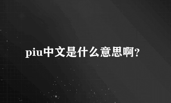 piu中文是什么意思啊？