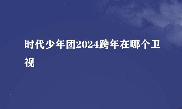 时代少年团2024跨年在哪个卫视