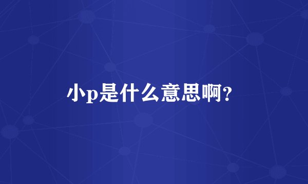 小p是什么意思啊？