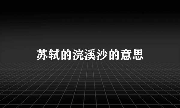 苏轼的浣溪沙的意思