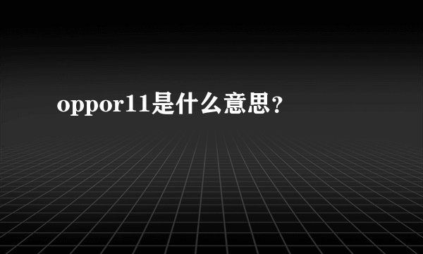 oppor11是什么意思？