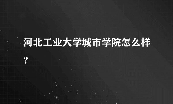 河北工业大学城市学院怎么样？