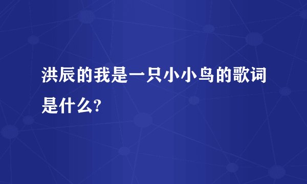洪辰的我是一只小小鸟的歌词是什么?
