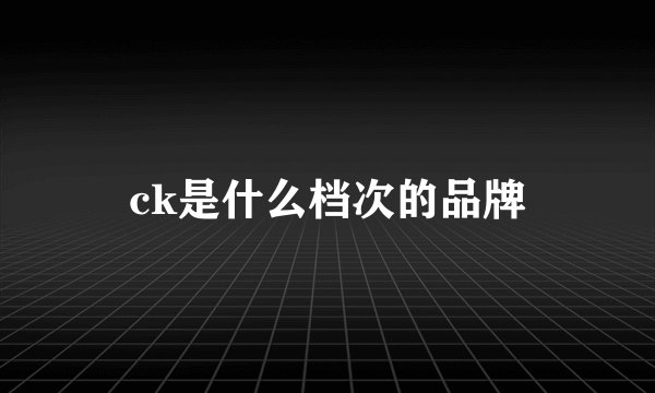 ck是什么档次的品牌