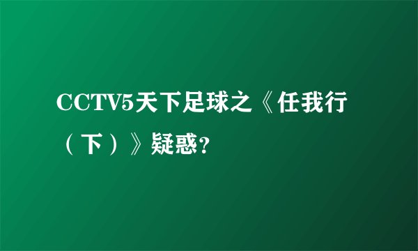 CCTV5天下足球之《任我行（下）》疑惑？