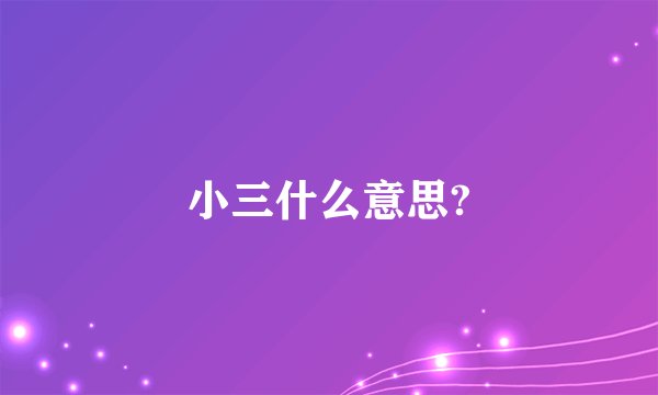 小三什么意思?