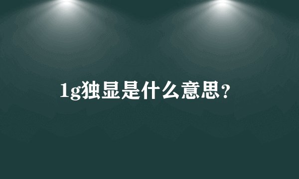 1g独显是什么意思？