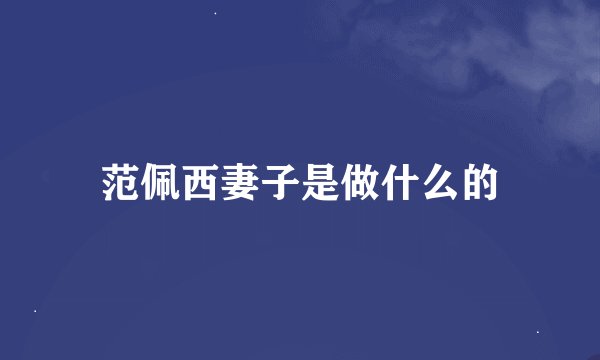 范佩西妻子是做什么的