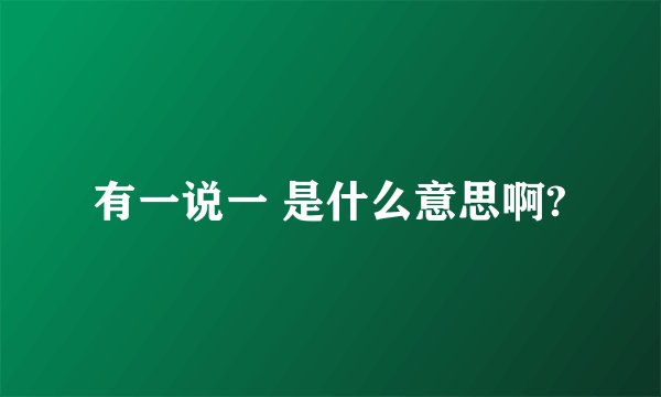 有一说一 是什么意思啊?