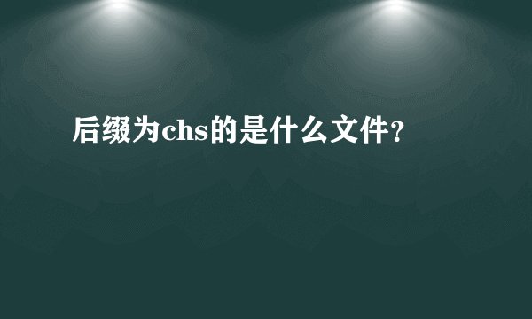 后缀为chs的是什么文件？