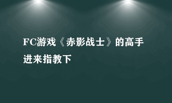 FC游戏《赤影战士》的高手进来指教下