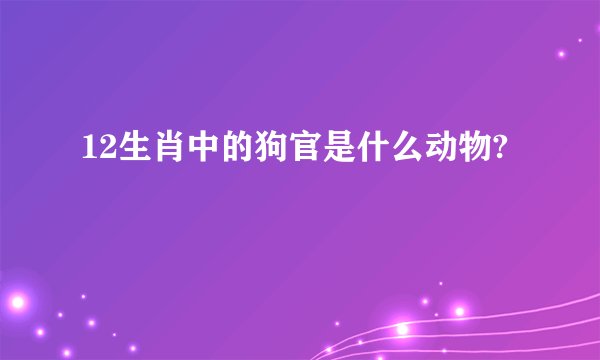 12生肖中的狗官是什么动物?