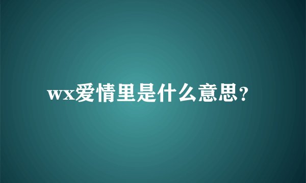 wx爱情里是什么意思？