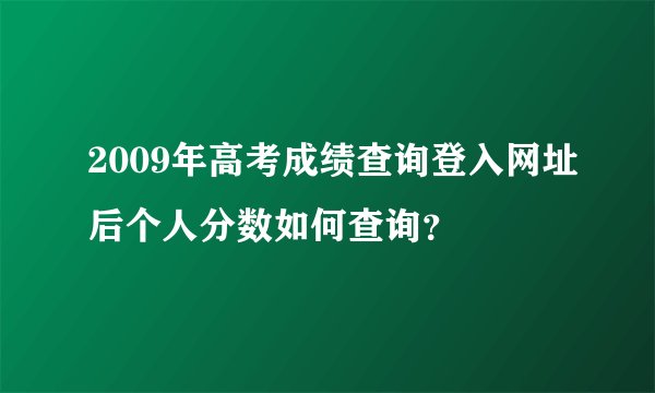 2009年高考成绩查询登入网址后个人分数如何查询？