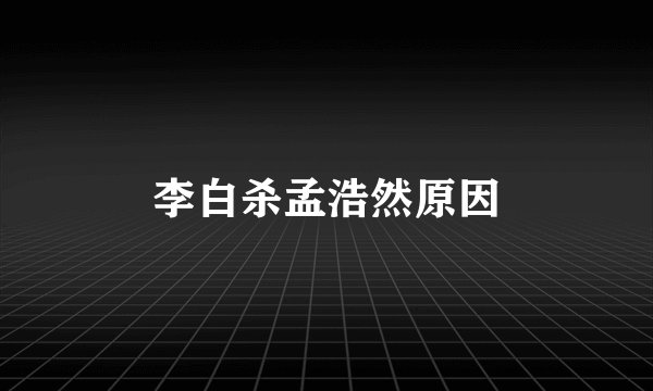 李白杀孟浩然原因