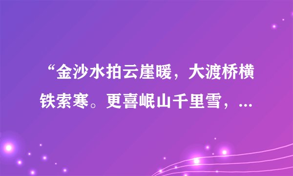 “金沙水拍云崖暖，大渡桥横铁索寒。更喜岷山千里雪，三军过后尽开颜。”的意思