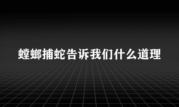 螳螂捕蛇告诉我们什么道理