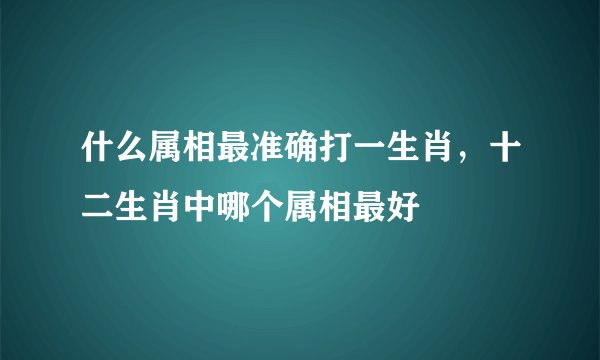 什么属相最准确打一生肖，十二生肖中哪个属相最好