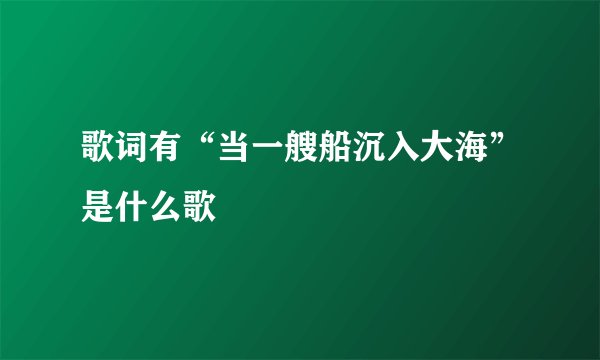 歌词有“当一艘船沉入大海”是什么歌