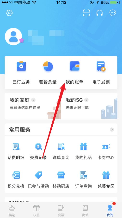 移动2020年度账单在哪里看