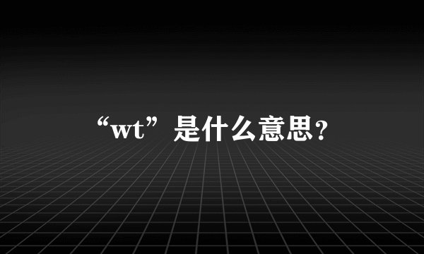 “wt”是什么意思？