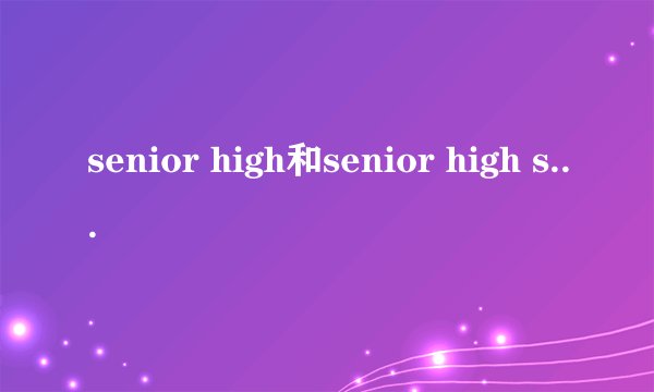 senior high和senior high school一个意思吗？