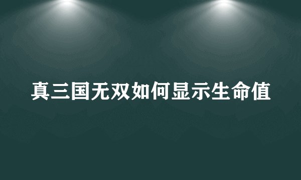 真三国无双如何显示生命值