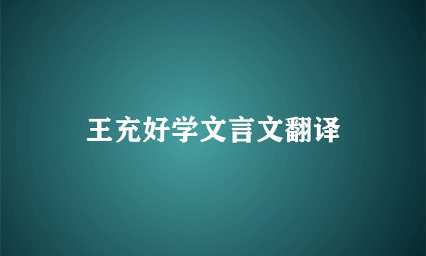 王充好学文言文翻译