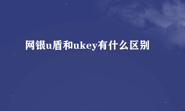网银u盾和ukey有什么区别