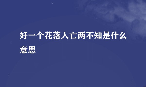 好一个花落人亡两不知是什么意思