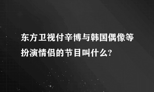 东方卫视付辛博与韩国偶像等扮演情侣的节目叫什么?