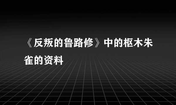 《反叛的鲁路修》中的枢木朱雀的资料
