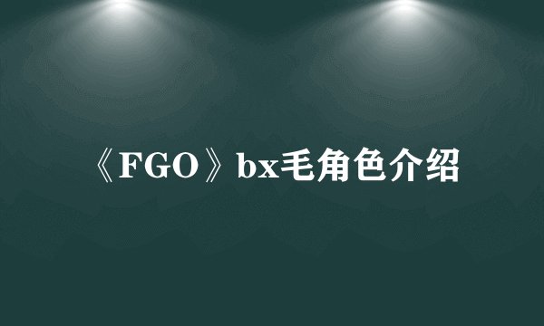 《FGO》bx毛角色介绍