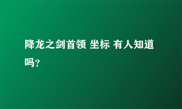 降龙之剑首领 坐标 有人知道吗？