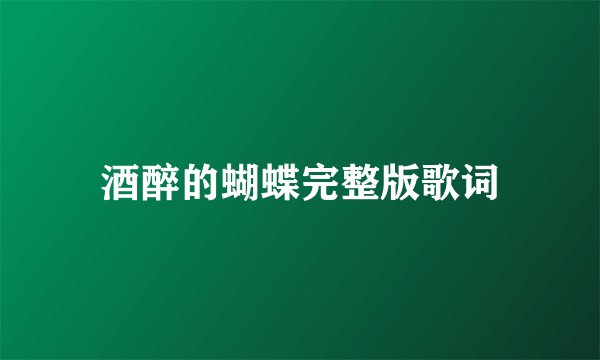 酒醉的蝴蝶完整版歌词