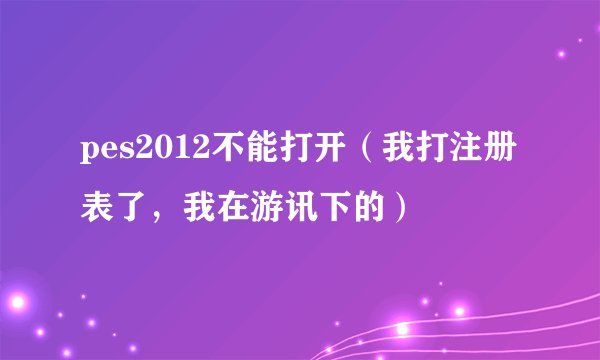 pes2012不能打开（我打注册表了，我在游讯下的）