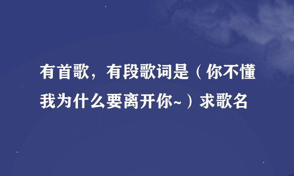 有首歌，有段歌词是（你不懂我为什么要离开你~）求歌名