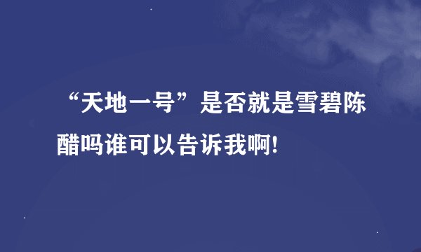“天地一号”是否就是雪碧陈醋吗谁可以告诉我啊!