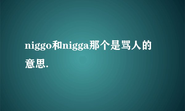 niggo和nigga那个是骂人的意思.